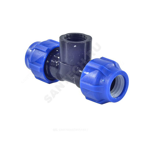 Тройник компрессионная ПЭ Дн 50х1 1/4"х50 ВР Ру16 VALFEX 1210015011450