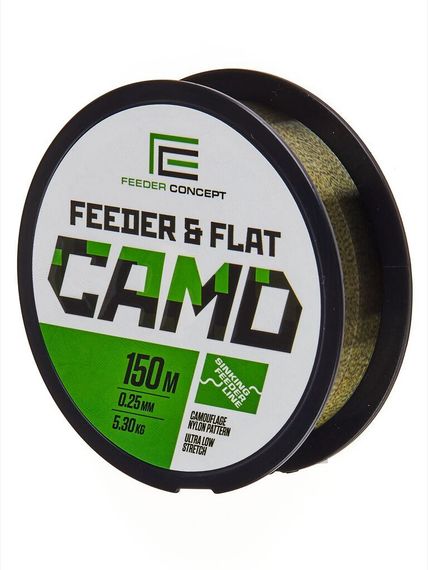 Леска монофильная Feeder Concept FEEDER &amp; FLAT Camo 150 м, 0,25 мм