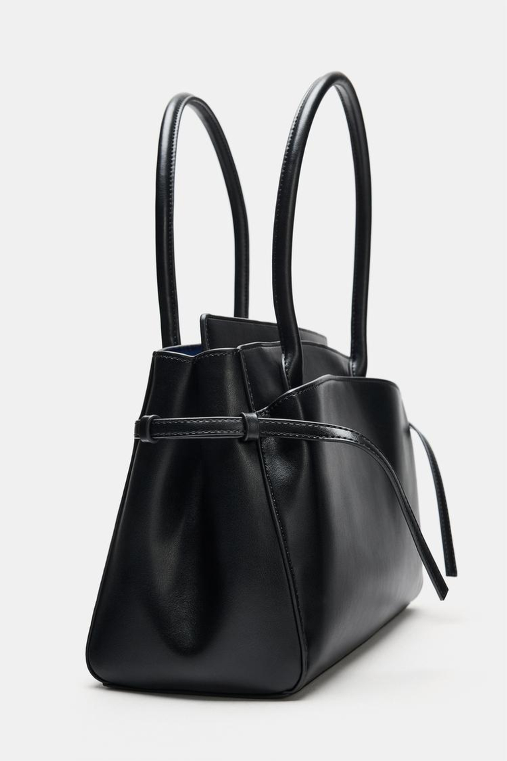ZARA СУМКА НА ПЛЕЧО С КОНТРАСТНОЙ ОТДЕЛКОЙ, ЧЕРНЫЙ