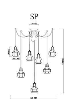 Светильник подвесной Arte Lamp Spider A1109SP-7BK