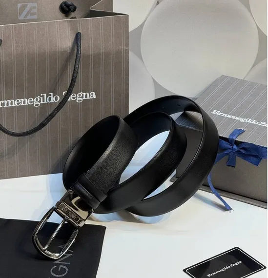 Двусторонний мужской ремень ZEGNA, 3,5 мм, чёрный