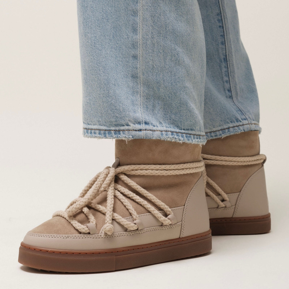 Высокие комбинированные кеды INUIKII Sneaker Classic Beige на меху