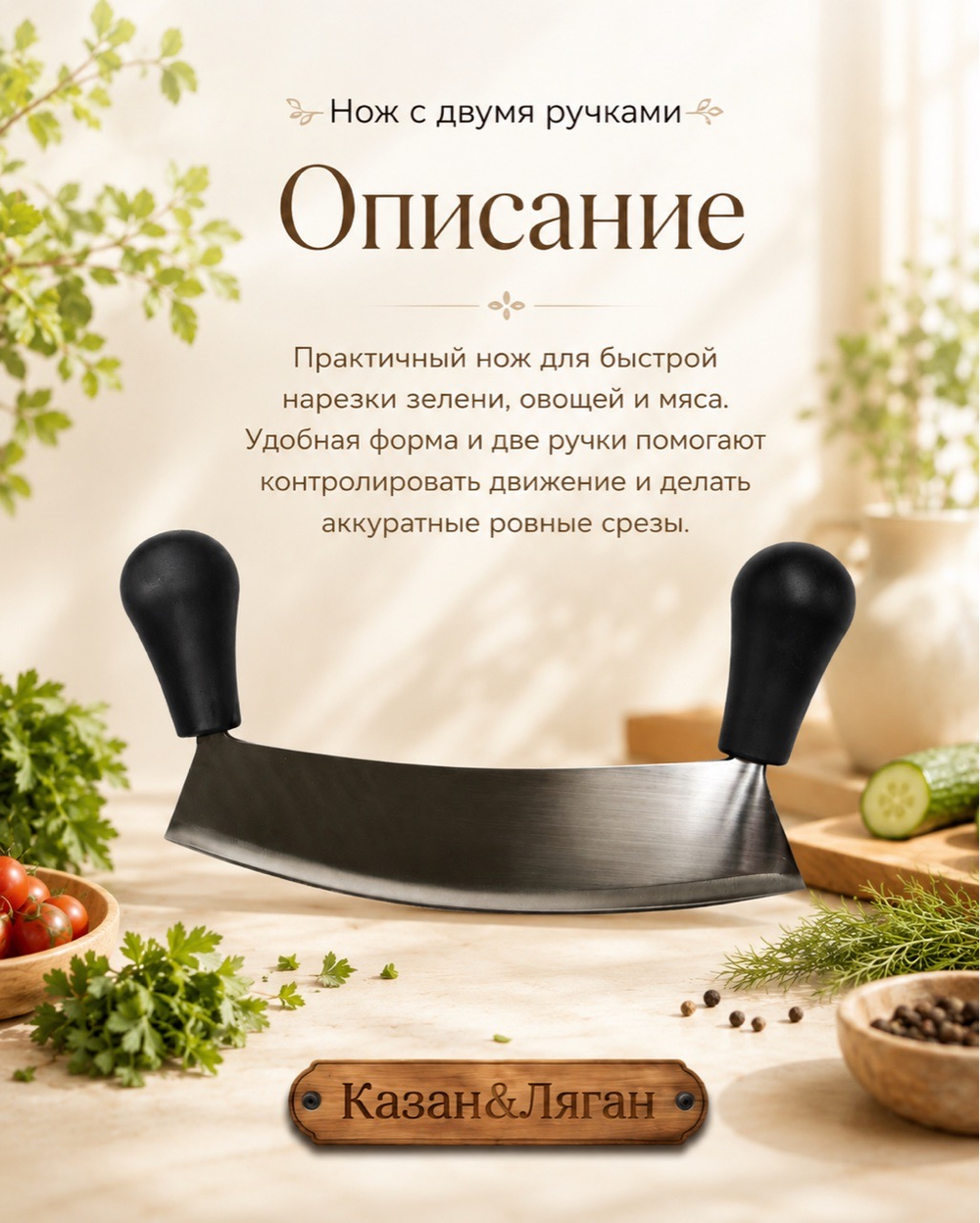 Нож Двойная ручка 25*13 см