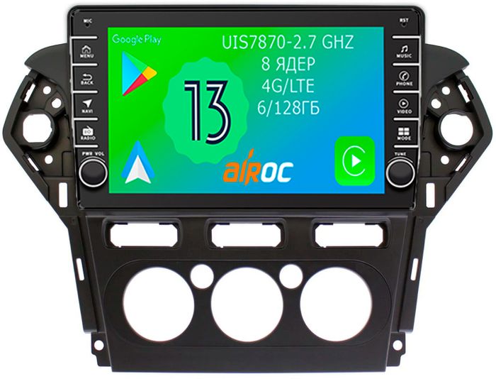 Магнитола для Ford Mondeo 4 2010-2015 (кондиционер) - Airoc AB-1713M (кнопки и крутилки), Android 13, Быстрая, SIM-слот, CarPlay