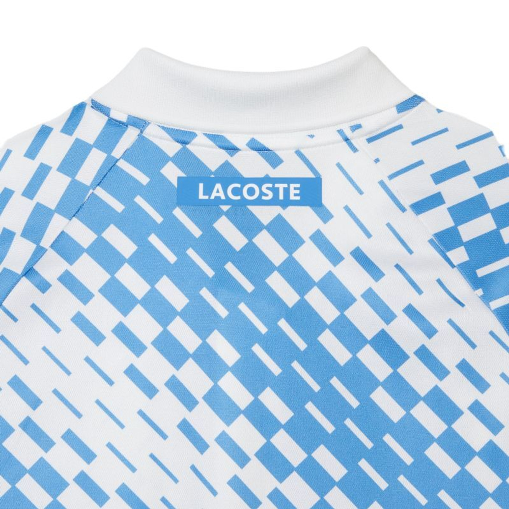 Мужское поло теннисное Lacoste Tennis x Novak Djokovic Printed Polo-Dry Technology - white/blue