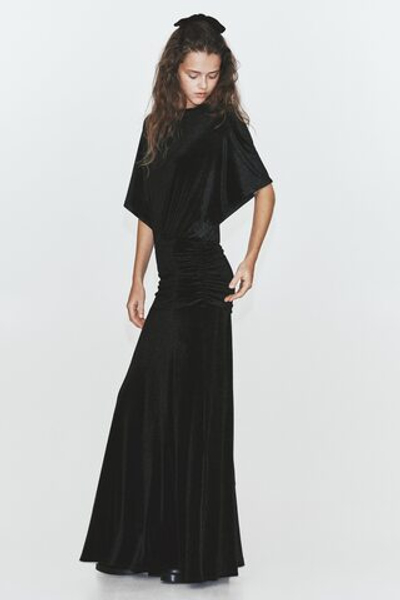 Бархатное платье со сборками - H&M