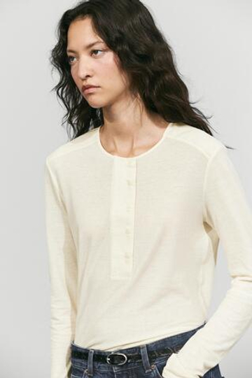 Massimo Dutti Футболка с воротником на пуговицах, бежевый