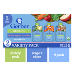 Gerber, органические смеси для пюре, ассорти, 2nd Foods®, любимые фрукты и овощи, 9 паучей по 99 г (3,5 унции)