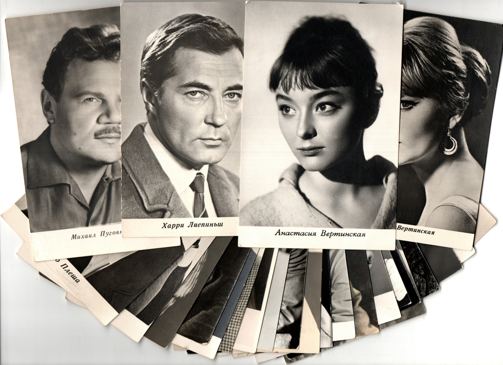 №82 Открытки Артисты и актёры СССР 1960–1970-е г. 25 штук. Чёрно-белые, чистые, без повторов