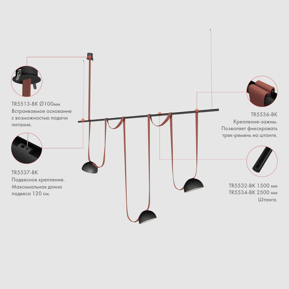 Крепление-зажим для ремня Denkirs Belty Rod TR5536-BK