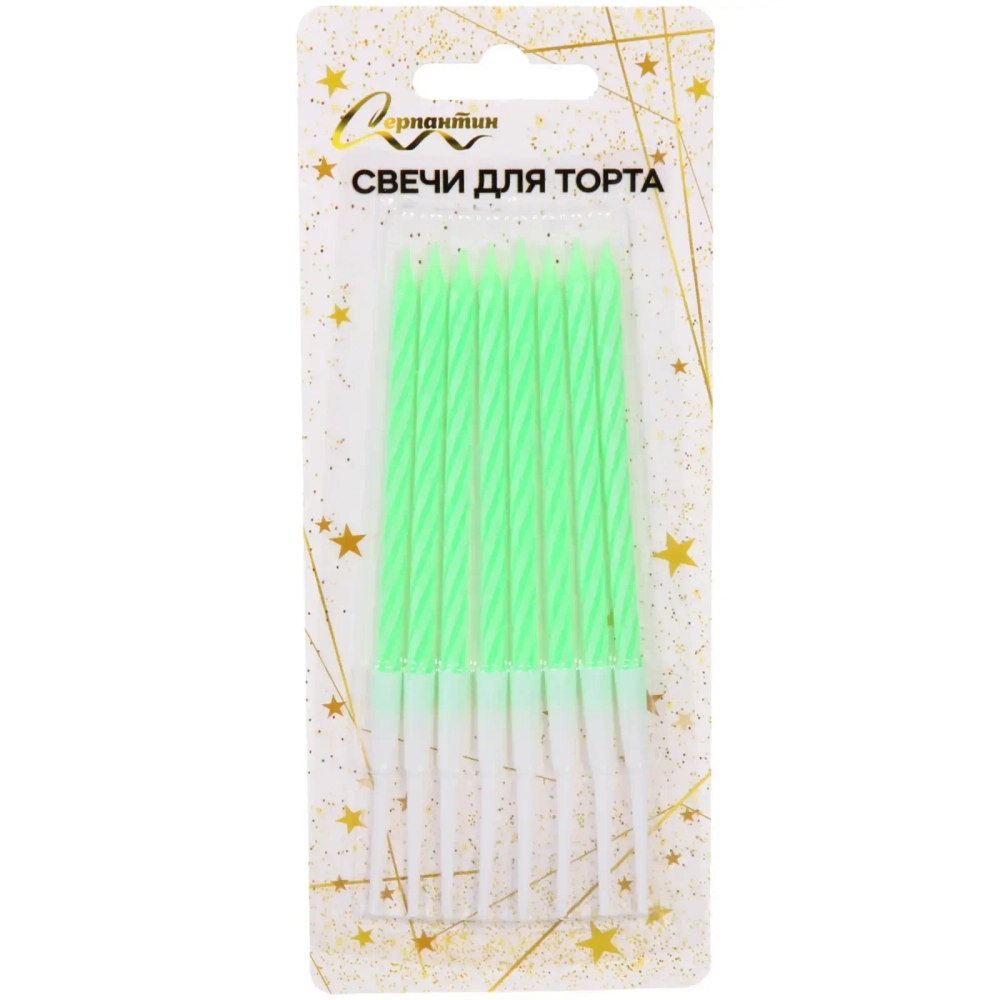 Свечи в торт «Happy» 8 шт. 12,5 См, зеленый