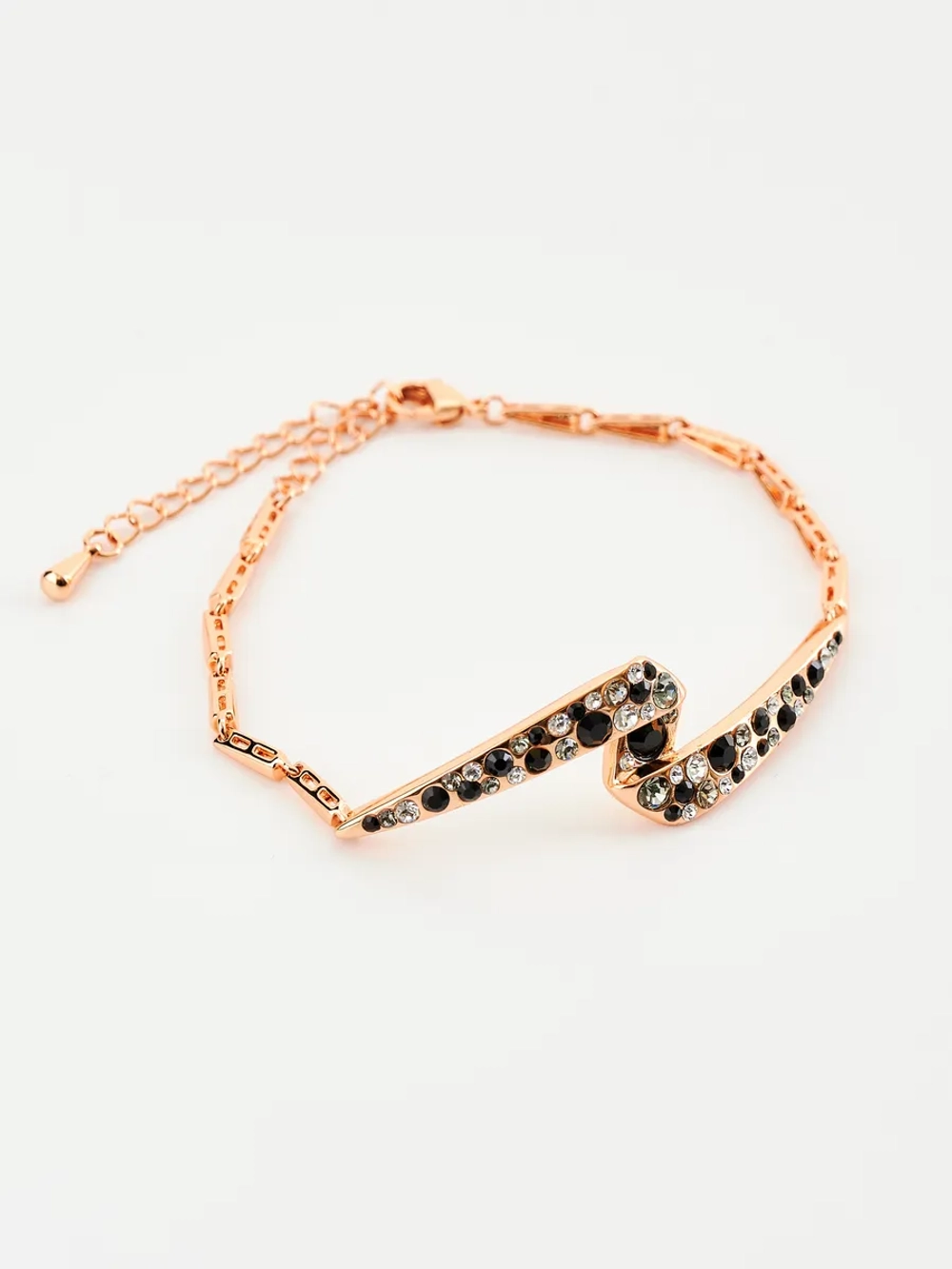 Браслет Молния с черными кристаллами Swarovski