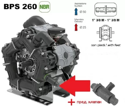 Насос мембранный Comet серия BPS260, (249 л/мин; 20 бар); вал ВОМ 1"3/8