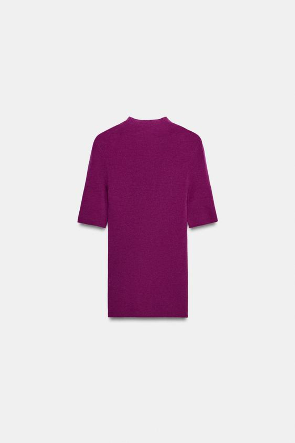 ZARA ТОП ИЗ 100% ТОНЧАЙШЕЙ ШЕРСТИ С КОРОТКИМИ РУКАВАМИ, МАДЖЕНТА
