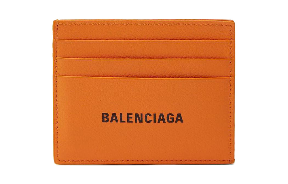 Balenciaga Grained Calfskin Card Holder Card Holder Men"s Orange