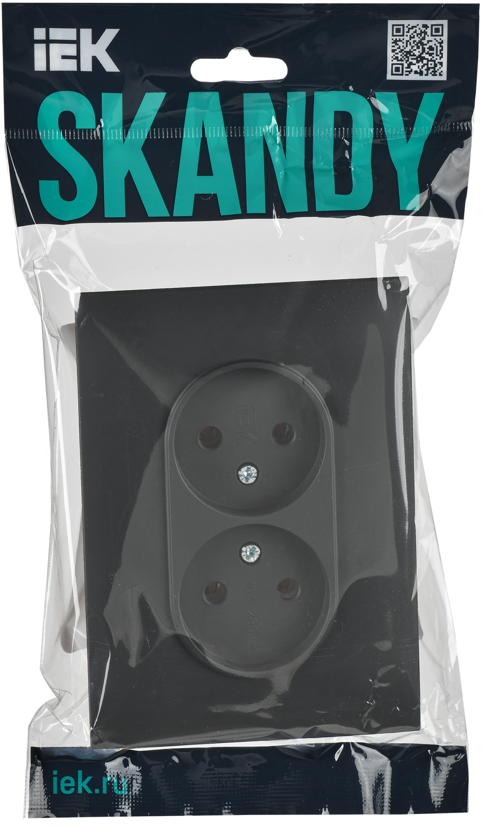 SKANDY Розетка 2-местная без заземления без защитных шторок 10А в сборе SK-R10T титан IEK
