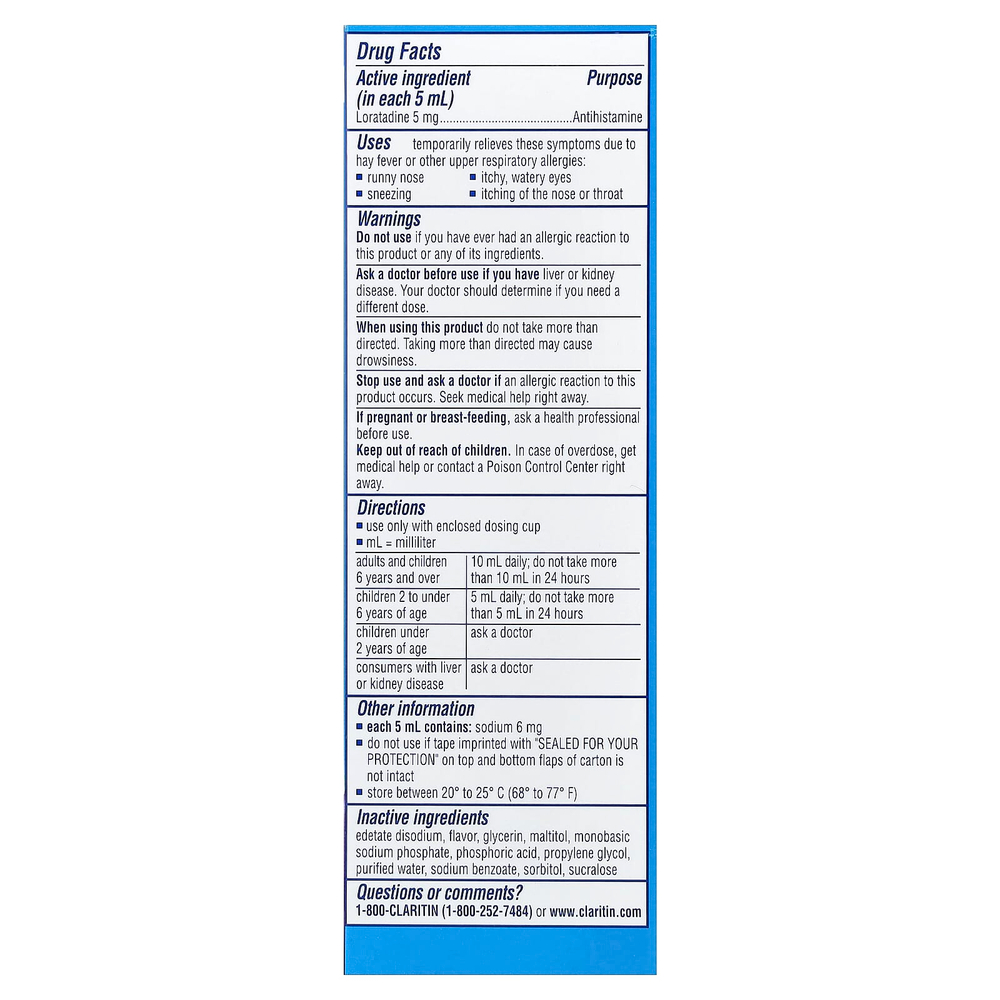 Claritin, Children's, аллергия, для детей от 2 лет, со вкусом винограда, 120 мл (4 жидк. унции)