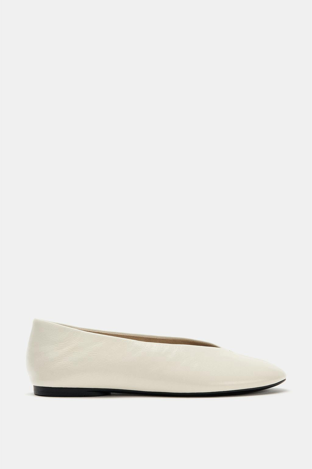 ZARA КОЖАНЫЕ БАЛЕТКИ, ЭКРЮ