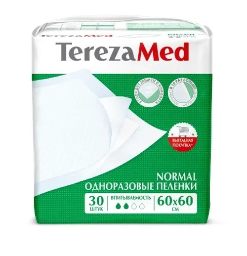Пеленки одноразовые впитывающие TerezaMed Normal 60×60 см, 30 шт.