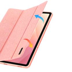 Чехол книжка розового цвета для планшета Samsung Galaxy Tab S11, серия Domo Series (с держателем для S Pen и функцией автоматического перехода в спящий режим) от Dux Ducis
