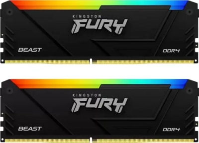 Оперативная память Kingston Fury Beast RGB [KF432C16BB2AK2/64] 64 ГБ (2x32 ГБ) DDR4 3200 МГц, черный