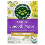 Traditional Medicinals, Organic Smooth Move®, сенна и ромашка, без кофеина, 16 упакованных чайных пакетиков, 32 г (1,13 унции)