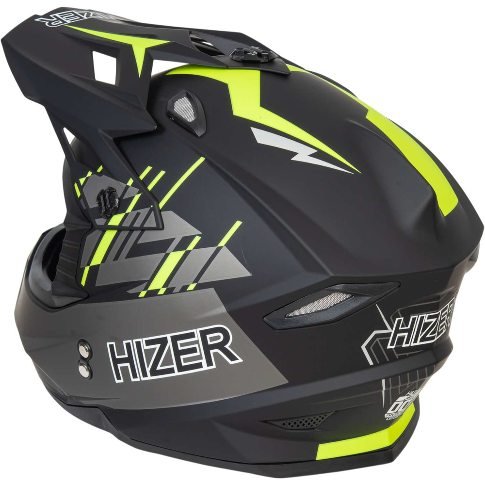Шлем мото кроссовый HIZER J6801, размер L gray/lemon
