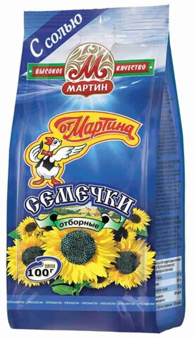 Семечки От Мартина черные Отборные PREMIUM с солью, 100г