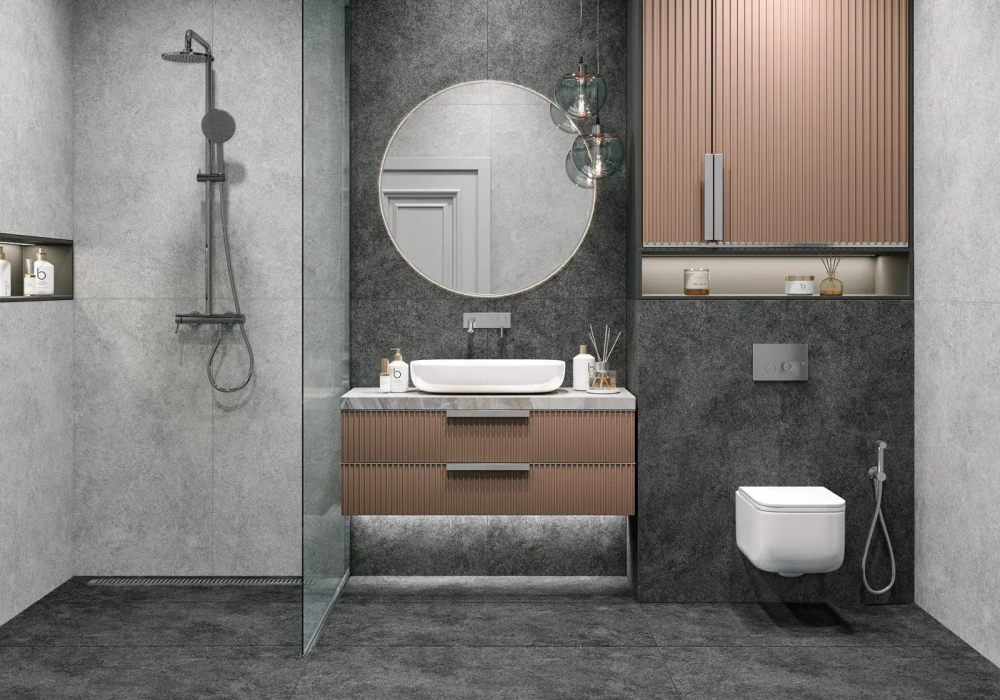 Керамогранит Alma Ceramica GFA57ADM07R Amsterdam 57x57 серый глазурованный матовый под бетон
