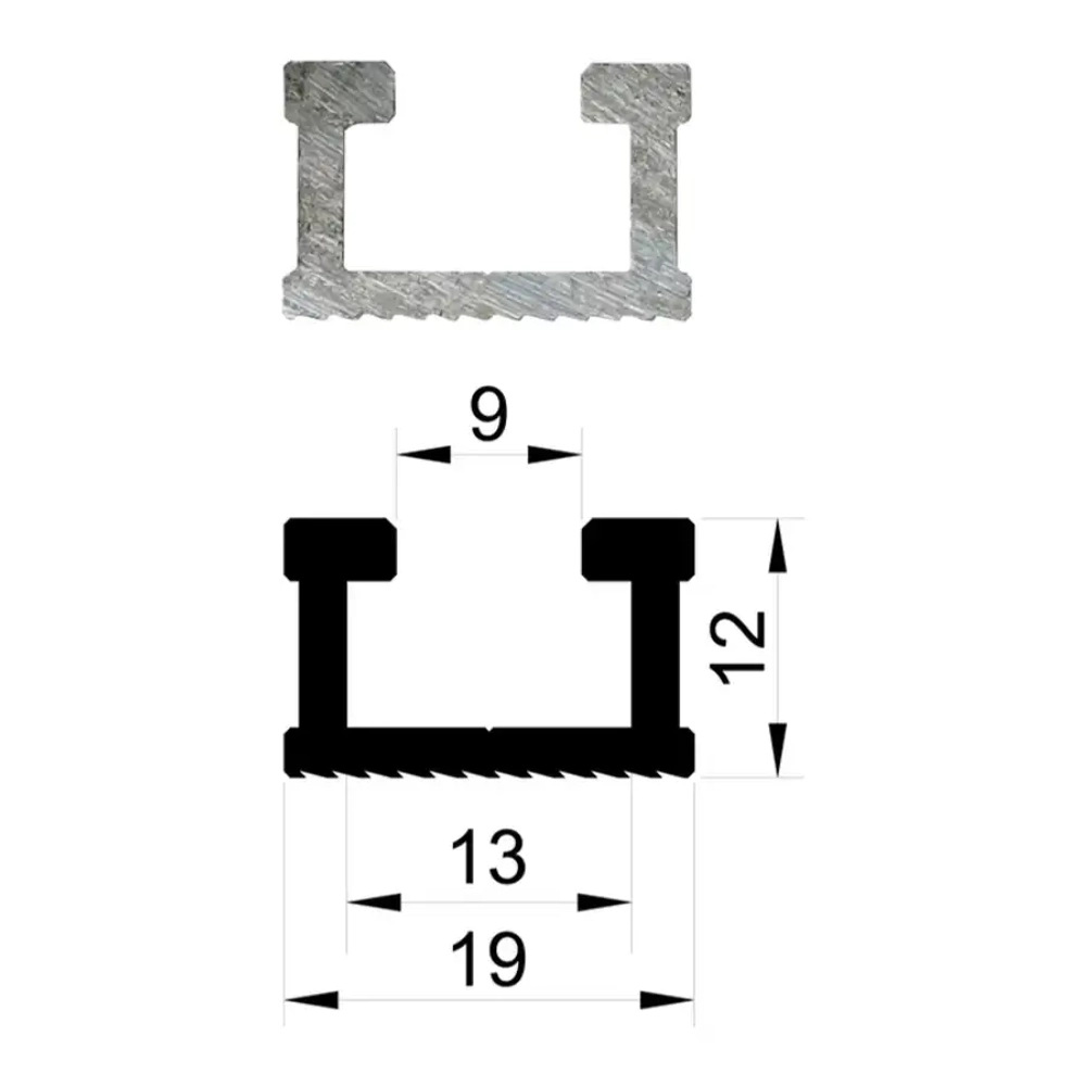 Профиль алюминиевый 19х12 длина 1,2 м Woodwork TR19.120