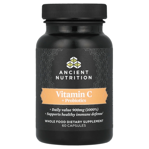 Ancient Nutrition, витамин C с пробиотиками, 60 капсул