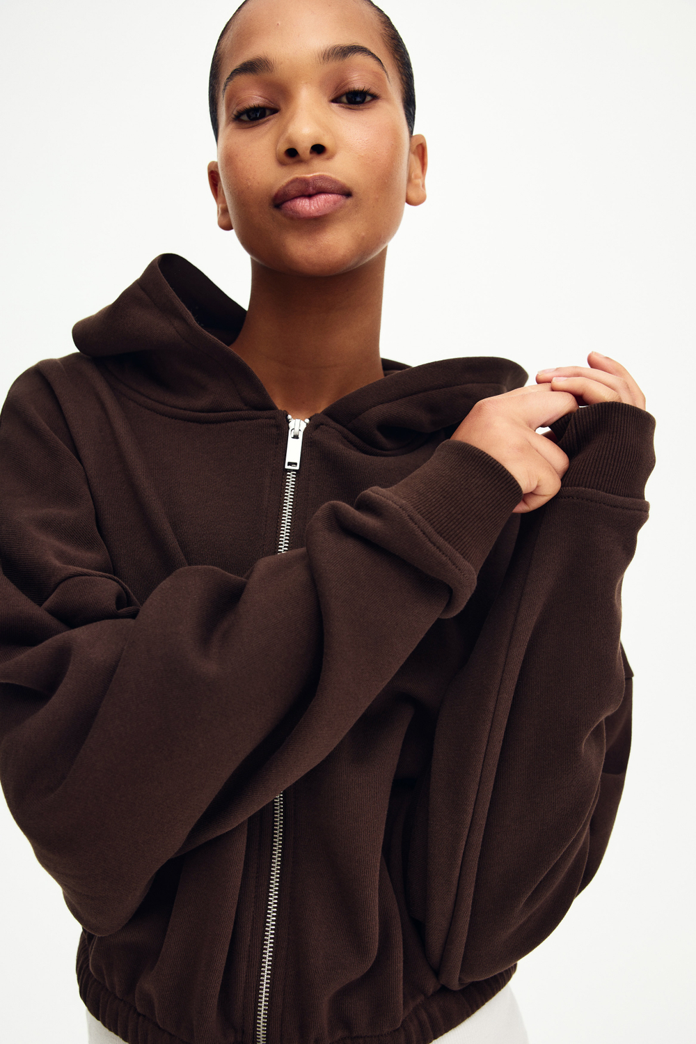 Укороченная толстовка на молнии с кулиской - H&M