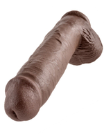 Коричневый фаллоимитатор-гигант на присоске 11 Cock with Balls - 28 см. (Цвет: коричневый)