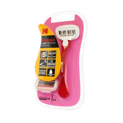 Бритвенная система Kodak LADY Prem Razor 5 женская 5 лезвий розовая 2 сменных кассеты | Kodak