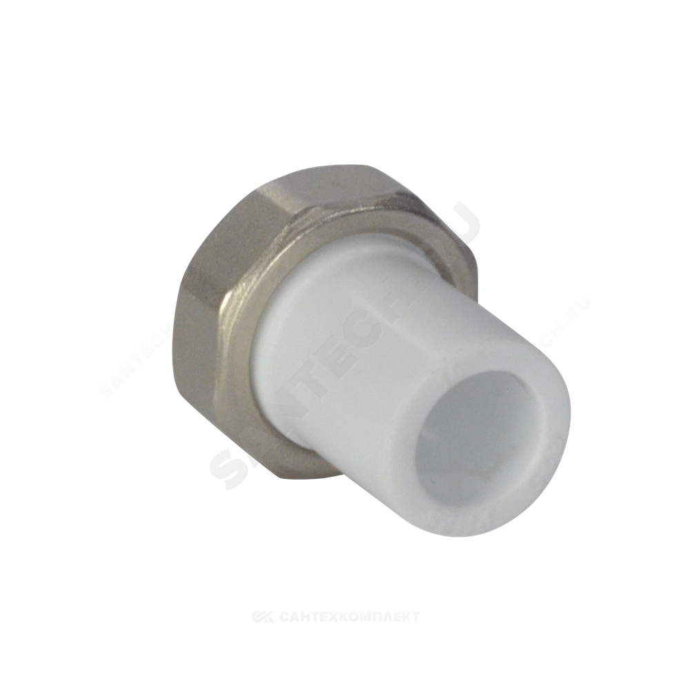 Штуцер PP-R комбинированный белый Дн 25х1" с накидной гайкой VALFEX 10135025