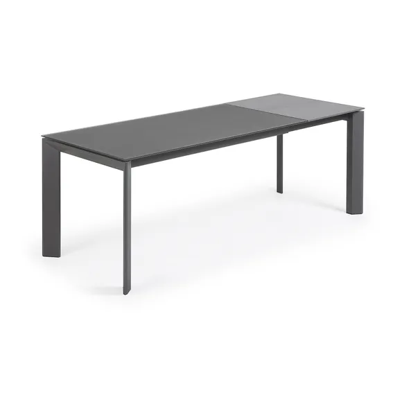 Раздвижной стол Axis 160-220x90 см, черное стекло, черный каркас