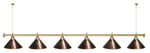 Лампа STARTBILLIARDS 6 пл. (плафоны зеленые,штанга зеленая,фурнитура золото)