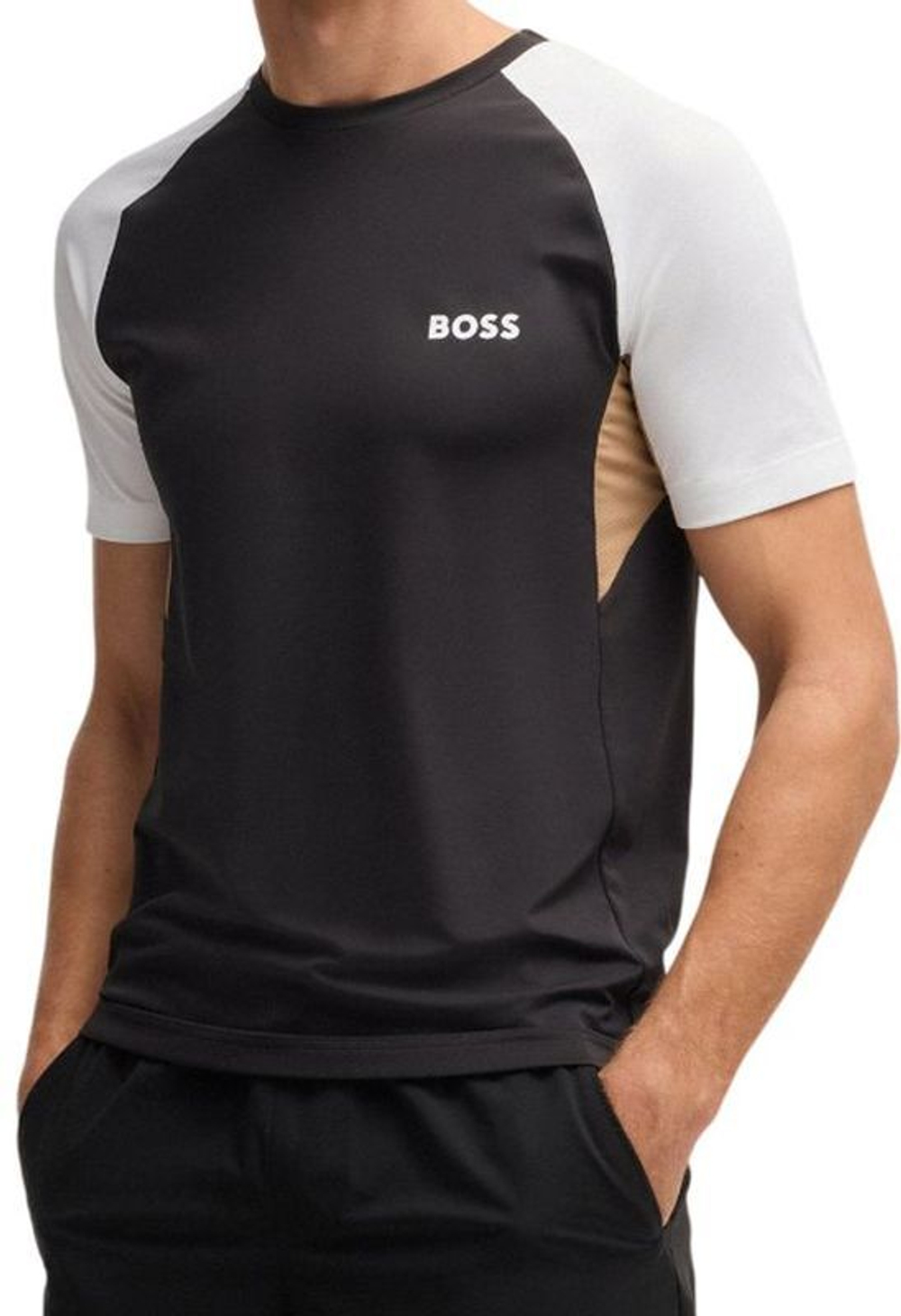Мужская теннисная футболка BOSS Active Colour Blocked - черный