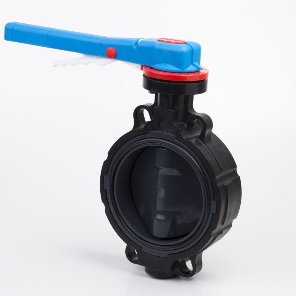 Затвор дисковый ПВХ (НПВХ) с ручкой межфланцевый, EPDM (Ру10), PLIMAT, Португалия
