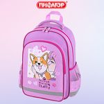 Рюкзак ПИФАГОР SCHOOL, 1 отделение, 3 кармана, "Fluffy akita", 38x28х14 см, 272084