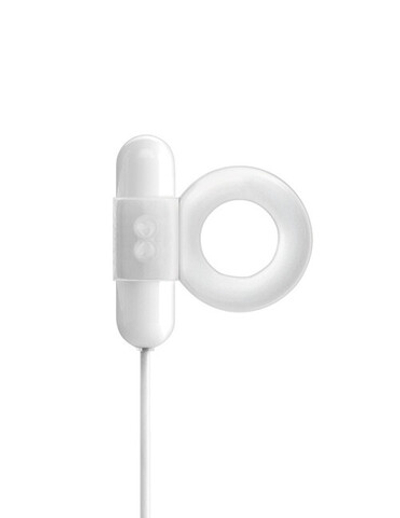 Эрекционное кольцо с клиторальным массажером с сетевым Usb адаптером Luv Ring (Цвет: прозрачный с белым)