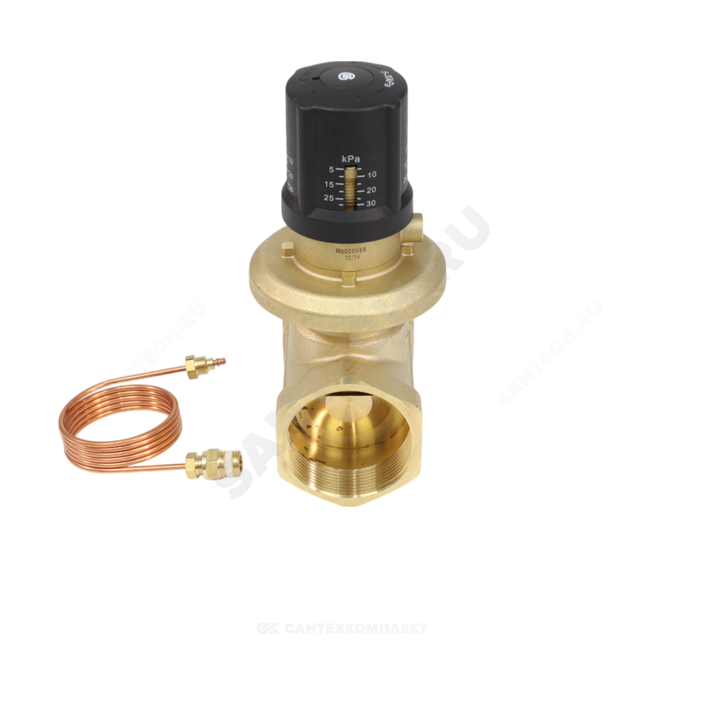 Клапан балансировочный автомат латунь 3380H Ду 15 G1/2" Ру16 Тмакс=120 оС ВР 5-30 кПа Kvs=1.16м3/ч без ниппелей Benarmo