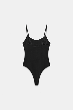 ZARA БОДИ ИЗ СМЕСОВОГО ПОЛИАМИДА, ЧЕРНЫЙ