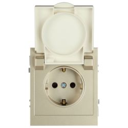 Розетка ЭРА Arktik 16-2103-04 с заземлением 2P+E Schuko со шторками с крышкой 16А-250В шампань | Эра Arktik