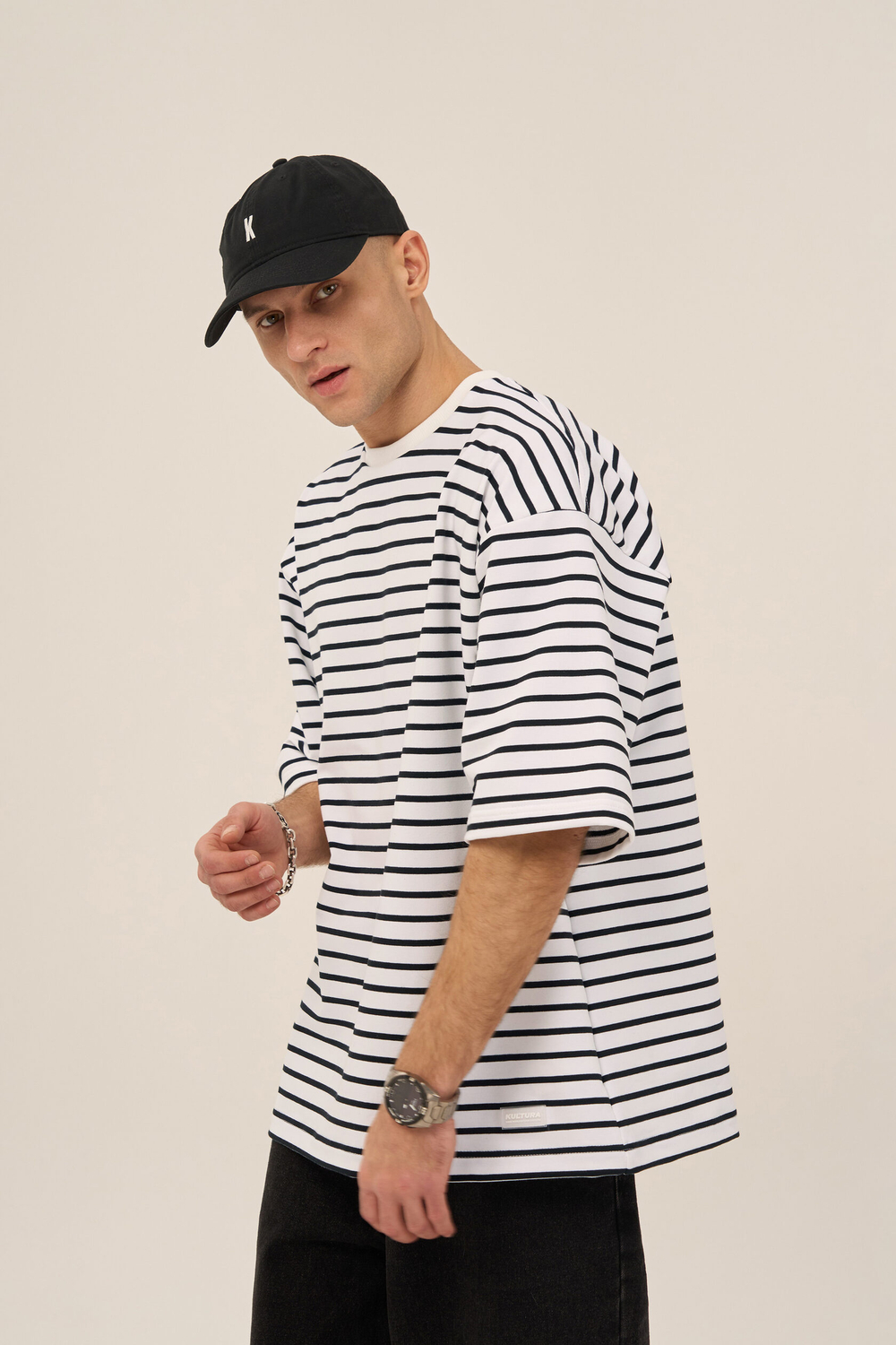 Футболка KUL'TURA OverSize "Basic" Полоска Черный