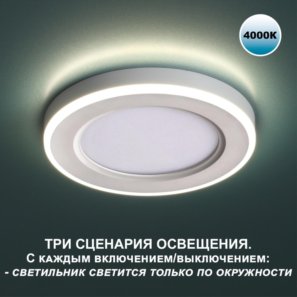 359016 SPOT NT23 560 белый Светильник встраиваемый светодиодный (три сценария работы) IP20 LED 4000К 18W+6W 100-265V 1680Лм SPAN