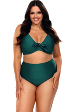 Раздельный купальник plus size: мягкий лиф и трусики-слипы (Размер: 85E/42) (Цвет: изумрудный)