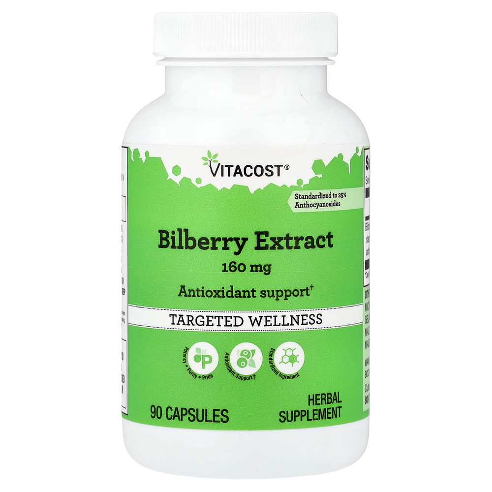 Vitacost, Bilberry Extract, Standardized, 160 mg, 90 Capsules