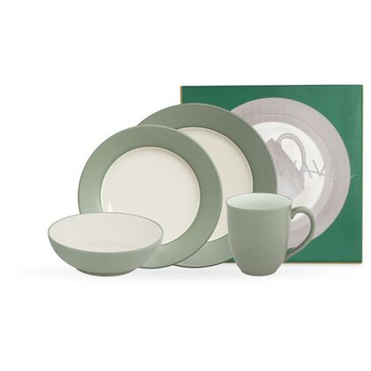 Набор 4 предмета Noritake Цветная волна зеленый, широкий борт