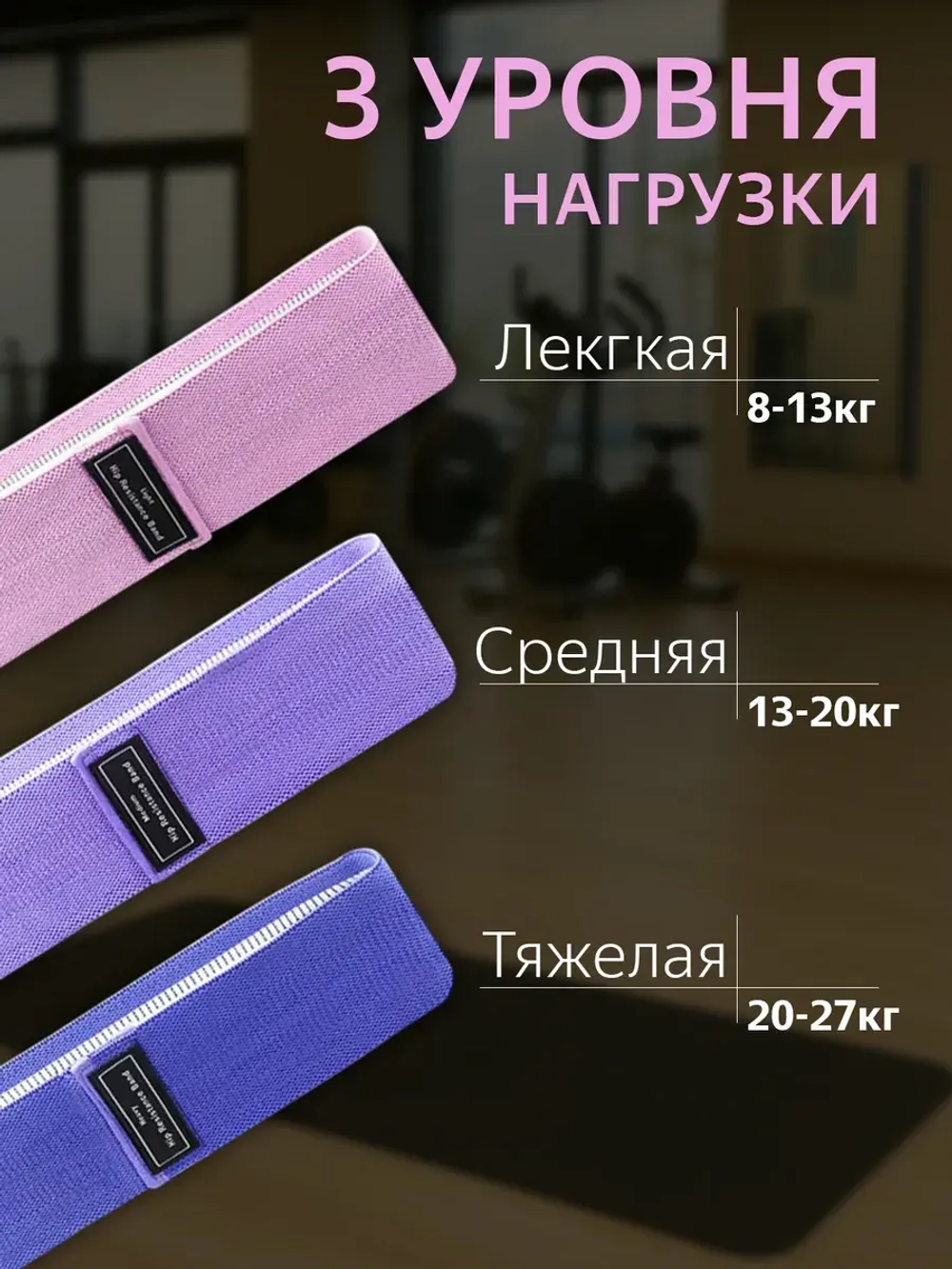 Резинки для фитнеса, тканевые, PREMIUM качества